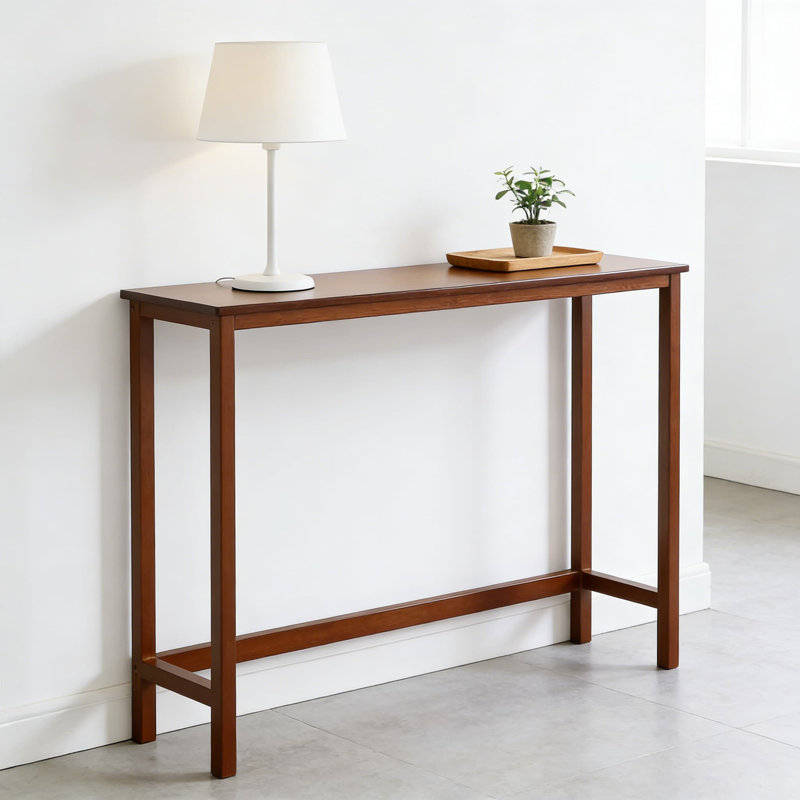 George Oliver Slim Bamboo Console Table For Narrow Spaces, Solid